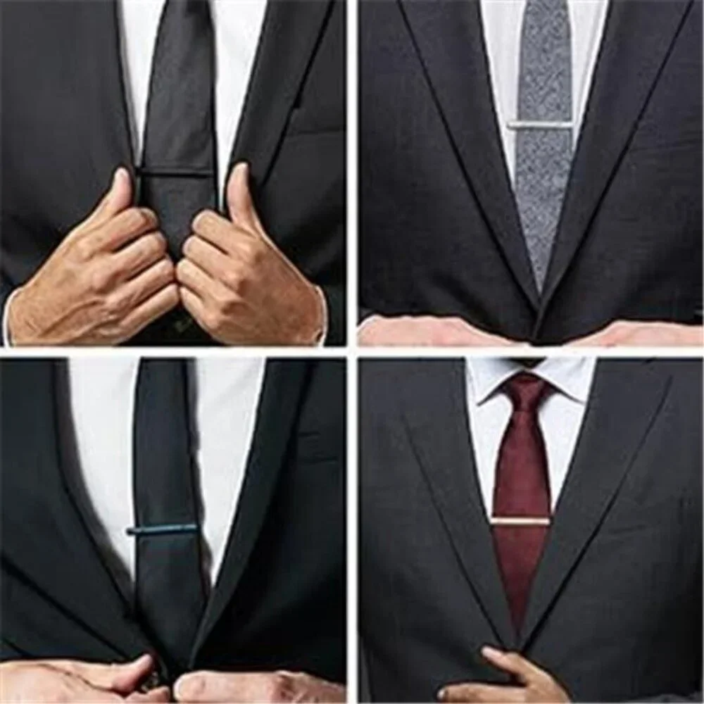 Mens tie clip set silver gold tie bar for skinny slim neckties formal accessorie